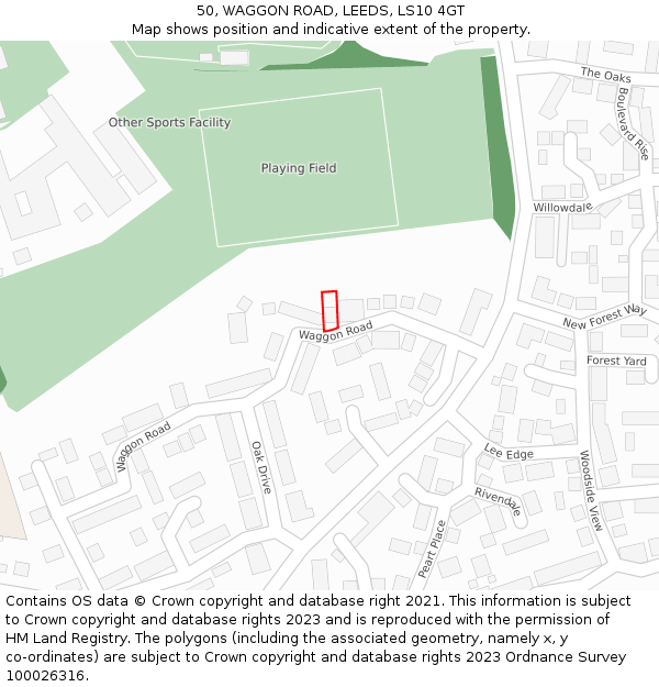 50, WAGGON ROAD, LEEDS, LS10 4GT: Location map and indicative extent of plot
