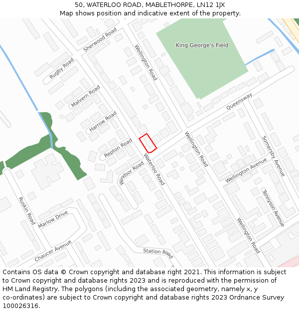 50, WATERLOO ROAD, MABLETHORPE, LN12 1JX: Location map and indicative extent of plot