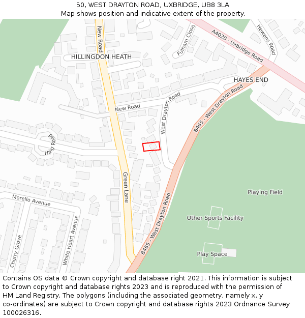 50, WEST DRAYTON ROAD, UXBRIDGE, UB8 3LA: Location map and indicative extent of plot
