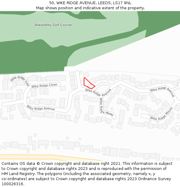 50, WIKE RIDGE AVENUE, LEEDS, LS17 9NL: Location map and indicative extent of plot