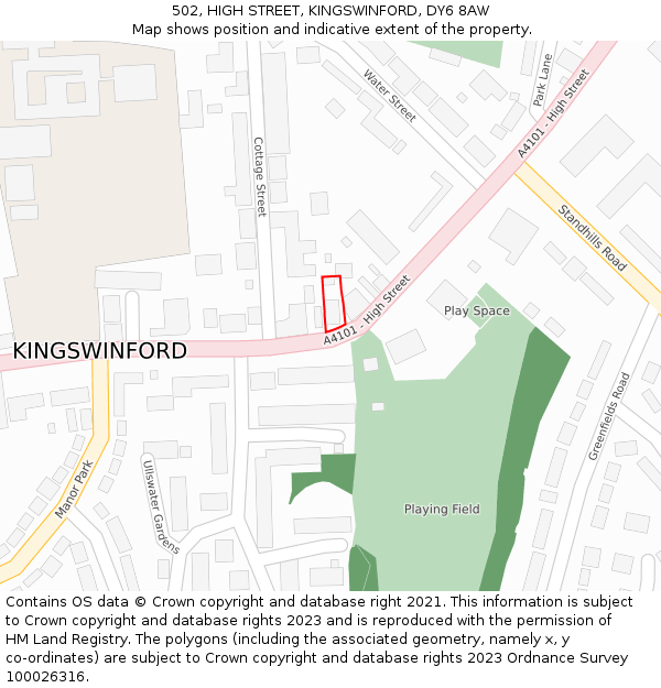 502, HIGH STREET, KINGSWINFORD, DY6 8AW: Location map and indicative extent of plot