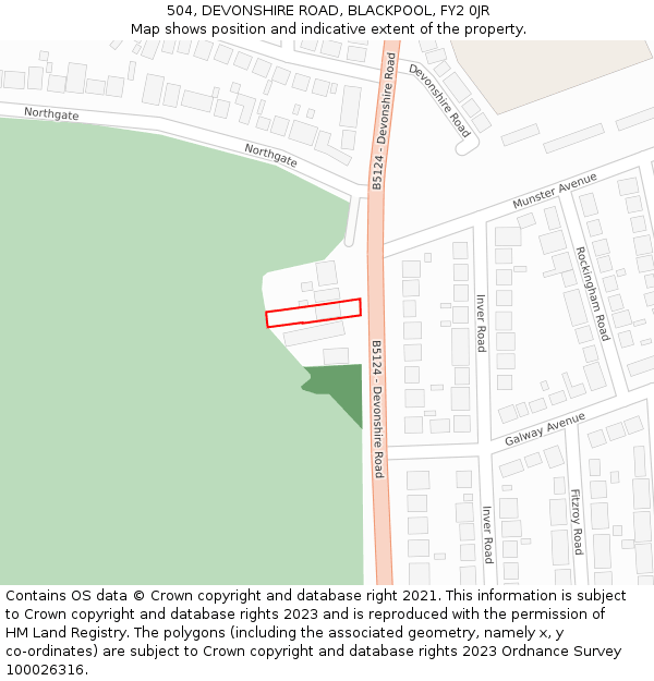 504, DEVONSHIRE ROAD, BLACKPOOL, FY2 0JR: Location map and indicative extent of plot