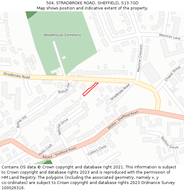 504, STRADBROKE ROAD, SHEFFIELD, S13 7GD: Location map and indicative extent of plot
