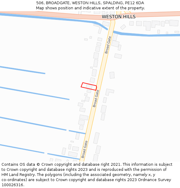 506, BROADGATE, WESTON HILLS, SPALDING, PE12 6DA: Location map and indicative extent of plot