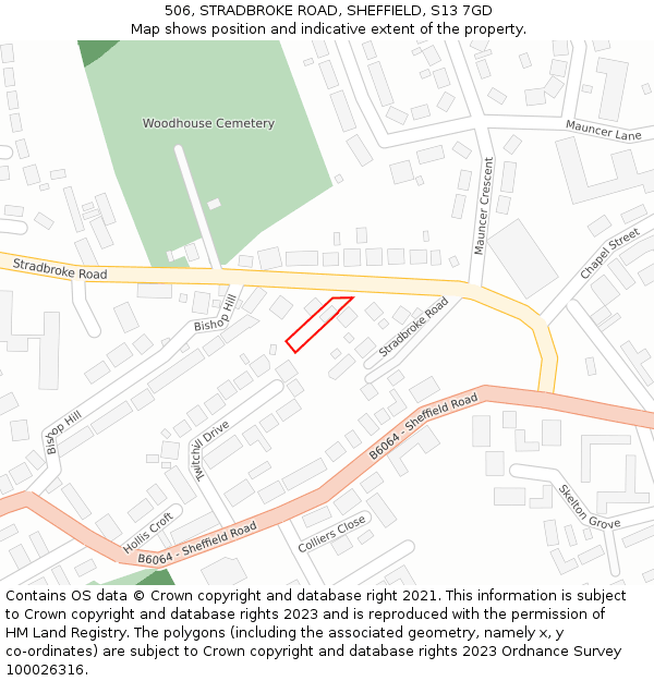 506, STRADBROKE ROAD, SHEFFIELD, S13 7GD: Location map and indicative extent of plot