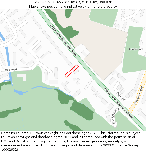 507, WOLVERHAMPTON ROAD, OLDBURY, B68 8DD: Location map and indicative extent of plot