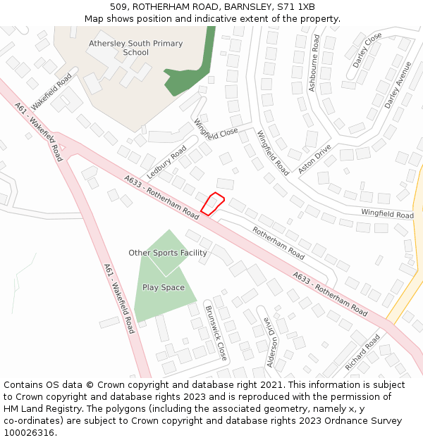 509, ROTHERHAM ROAD, BARNSLEY, S71 1XB: Location map and indicative extent of plot