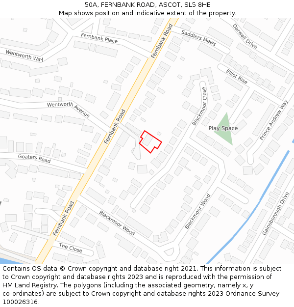 50A, FERNBANK ROAD, ASCOT, SL5 8HE: Location map and indicative extent of plot