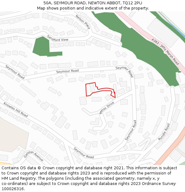 50A, SEYMOUR ROAD, NEWTON ABBOT, TQ12 2PU: Location map and indicative extent of plot