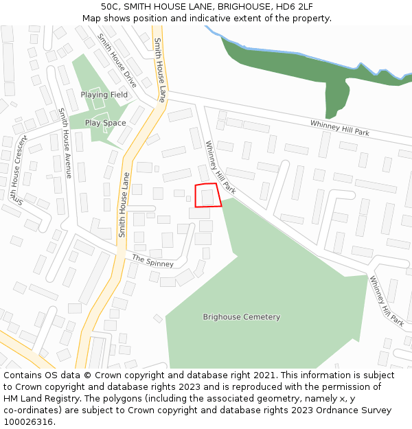 50C, SMITH HOUSE LANE, BRIGHOUSE, HD6 2LF: Location map and indicative extent of plot