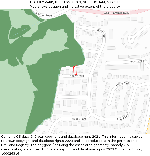 51, ABBEY PARK, BEESTON REGIS, SHERINGHAM, NR26 8SR: Location map and indicative extent of plot