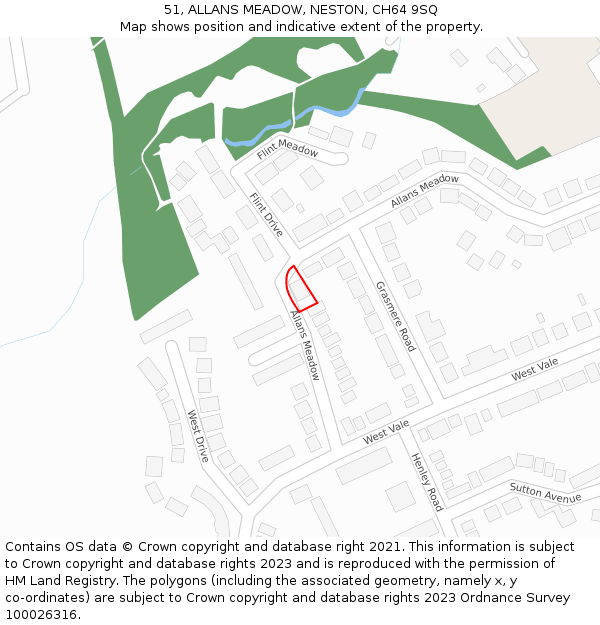 51, ALLANS MEADOW, NESTON, CH64 9SQ: Location map and indicative extent of plot