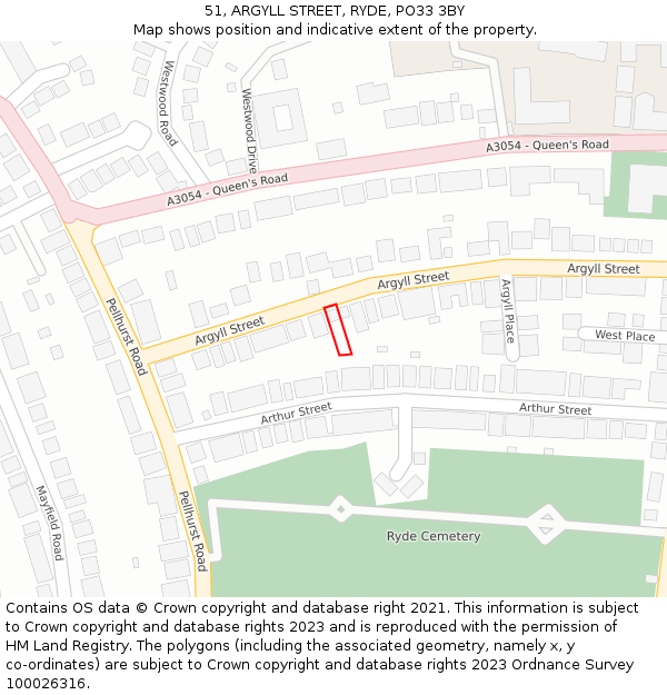 51, ARGYLL STREET, RYDE, PO33 3BY: Location map and indicative extent of plot