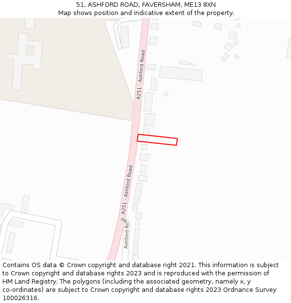 51, ASHFORD ROAD, FAVERSHAM, ME13 8XN: Location map and indicative extent of plot