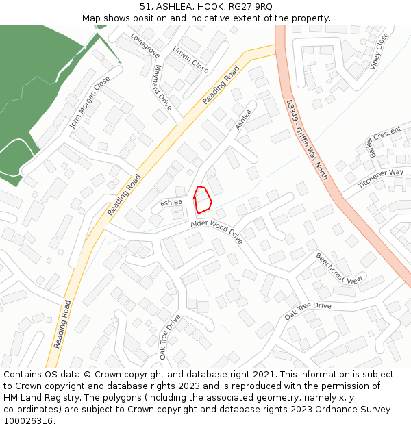 51, ASHLEA, HOOK, RG27 9RQ: Location map and indicative extent of plot