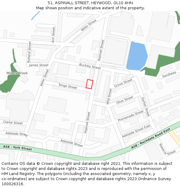 51, ASPINALL STREET, HEYWOOD, OL10 4HN: Location map and indicative extent of plot
