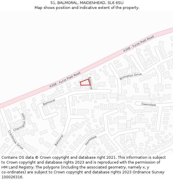 51, BALMORAL, MAIDENHEAD, SL6 6SU: Location map and indicative extent of plot