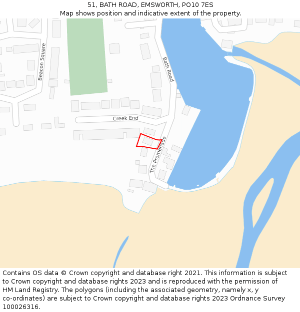 51, BATH ROAD, EMSWORTH, PO10 7ES: Location map and indicative extent of plot