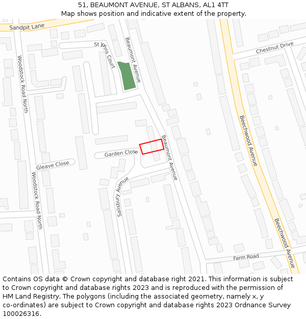 51, BEAUMONT AVENUE, ST ALBANS, AL1 4TT: Location map and indicative extent of plot