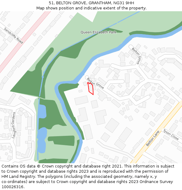 51, BELTON GROVE, GRANTHAM, NG31 9HH: Location map and indicative extent of plot