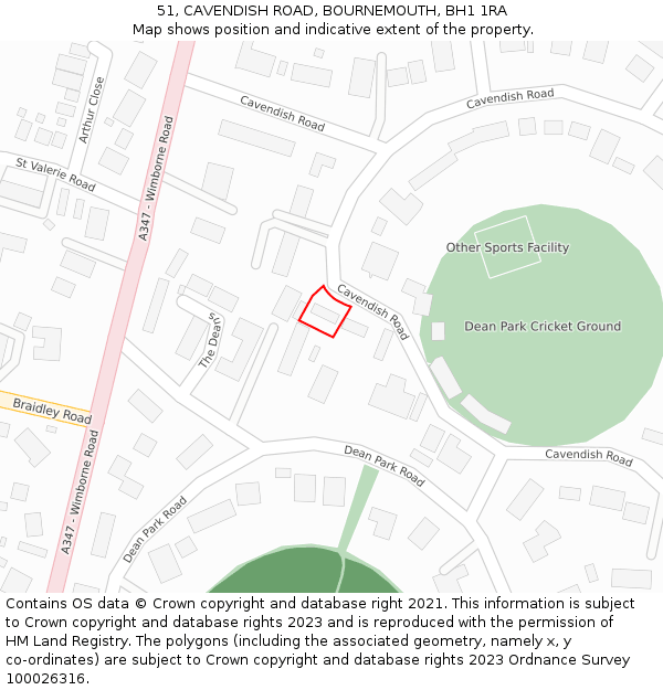 51, CAVENDISH ROAD, BOURNEMOUTH, BH1 1RA: Location map and indicative extent of plot