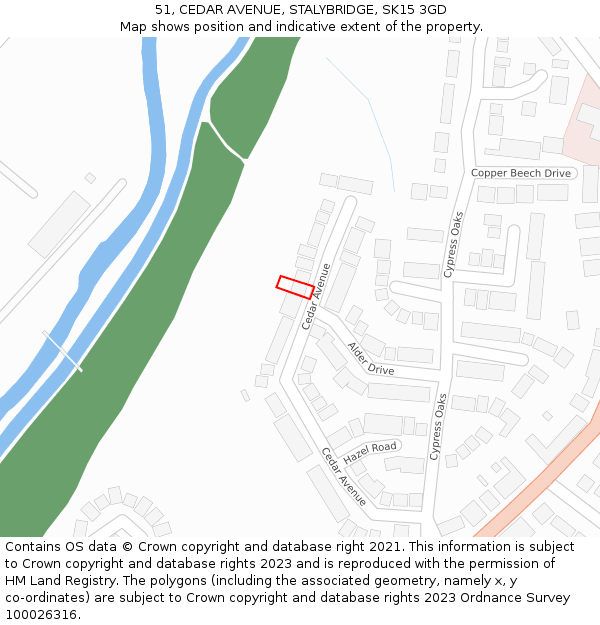 51, CEDAR AVENUE, STALYBRIDGE, SK15 3GD: Location map and indicative extent of plot