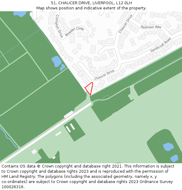 51, CHAUCER DRIVE, LIVERPOOL, L12 0LH: Location map and indicative extent of plot