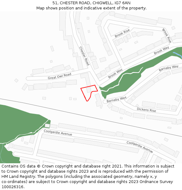 51, CHESTER ROAD, CHIGWELL, IG7 6AN: Location map and indicative extent of plot