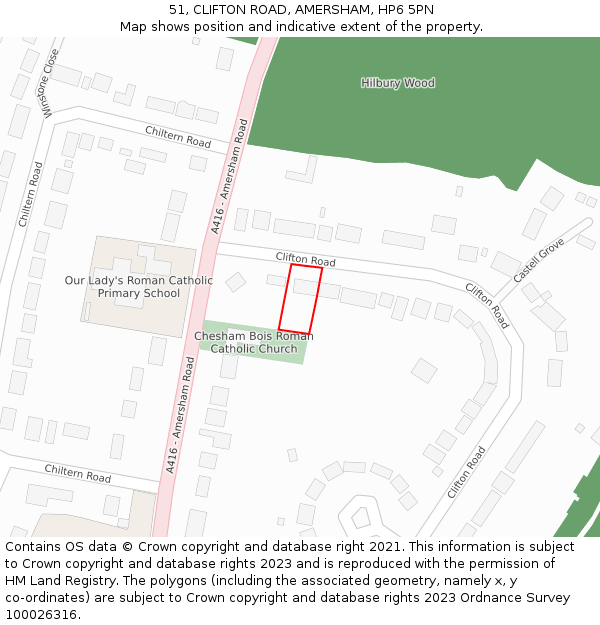 51, CLIFTON ROAD, AMERSHAM, HP6 5PN: Location map and indicative extent of plot