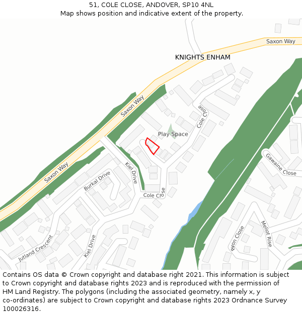 51, COLE CLOSE, ANDOVER, SP10 4NL: Location map and indicative extent of plot