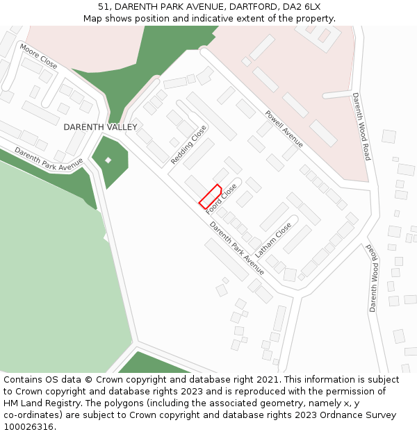 51, DARENTH PARK AVENUE, DARTFORD, DA2 6LX: Location map and indicative extent of plot