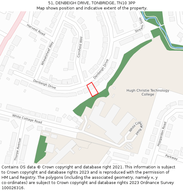 51, DENBEIGH DRIVE, TONBRIDGE, TN10 3PP: Location map and indicative extent of plot