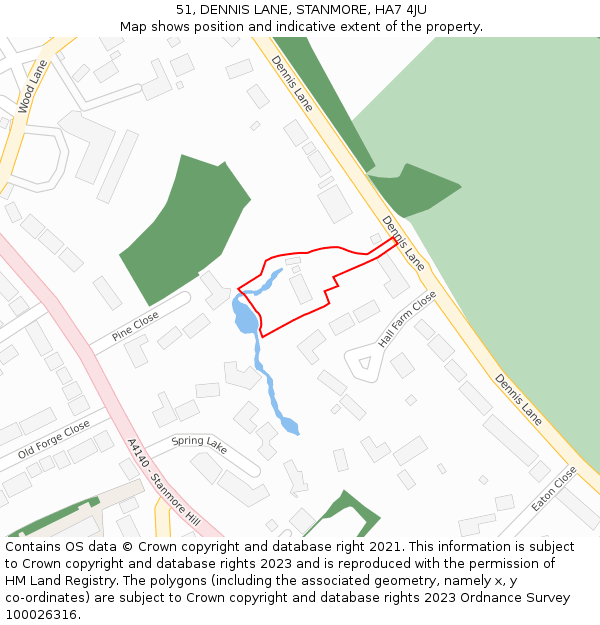 51, DENNIS LANE, STANMORE, HA7 4JU: Location map and indicative extent of plot