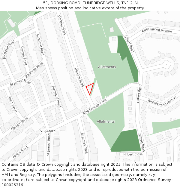 51, DORKING ROAD, TUNBRIDGE WELLS, TN1 2LN: Location map and indicative extent of plot