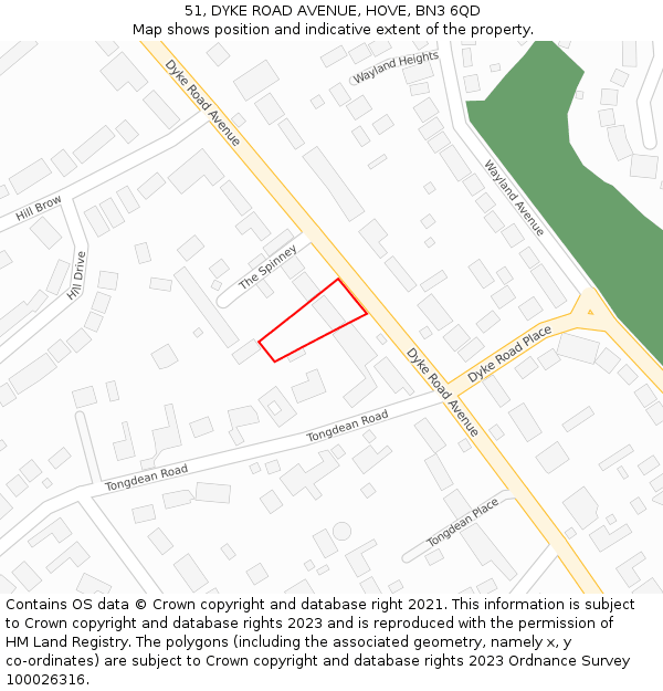 51, DYKE ROAD AVENUE, HOVE, BN3 6QD: Location map and indicative extent of plot