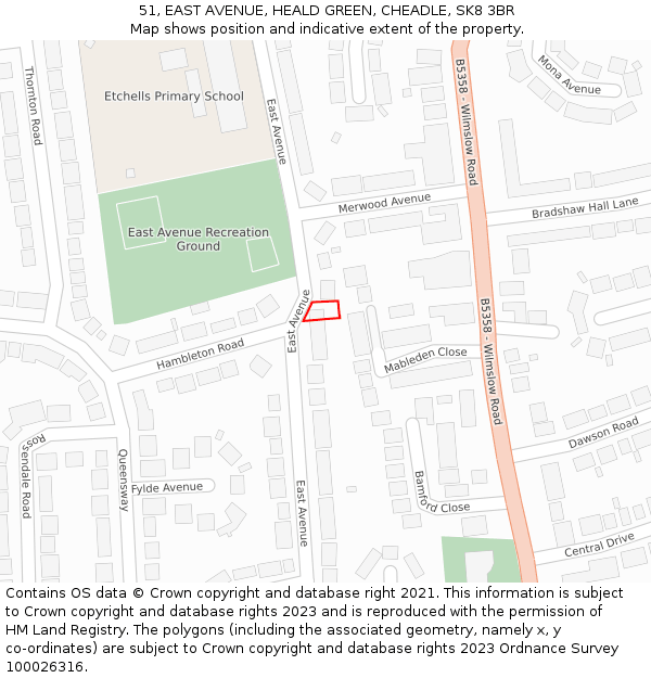 51, EAST AVENUE, HEALD GREEN, CHEADLE, SK8 3BR: Location map and indicative extent of plot