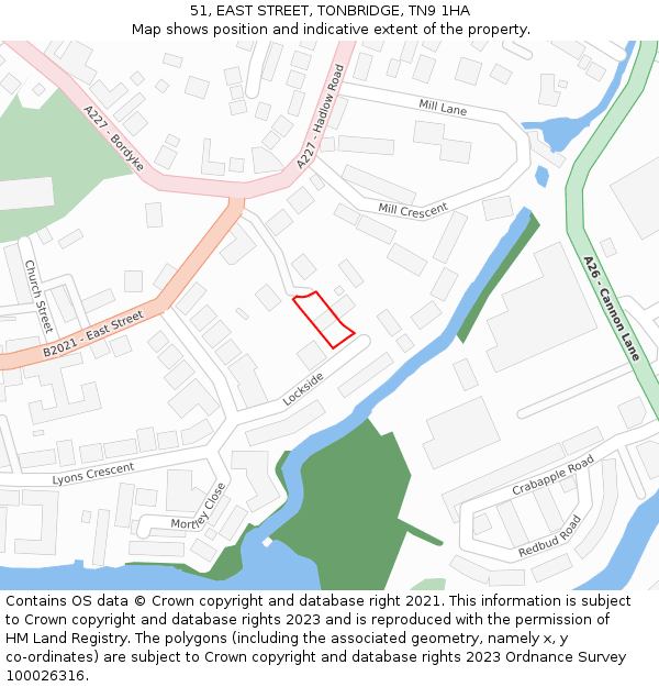 51, EAST STREET, TONBRIDGE, TN9 1HA: Location map and indicative extent of plot