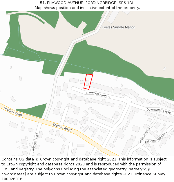 51, ELMWOOD AVENUE, FORDINGBRIDGE, SP6 1DL: Location map and indicative extent of plot