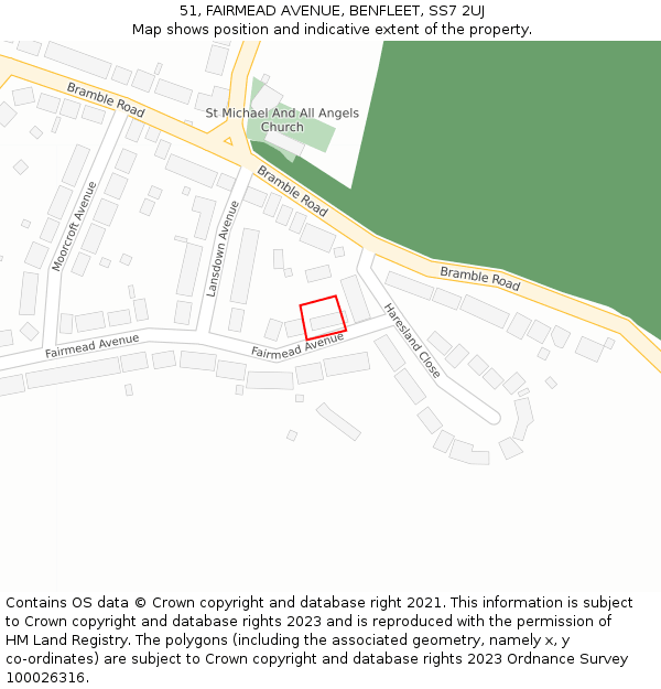 51, FAIRMEAD AVENUE, BENFLEET, SS7 2UJ: Location map and indicative extent of plot