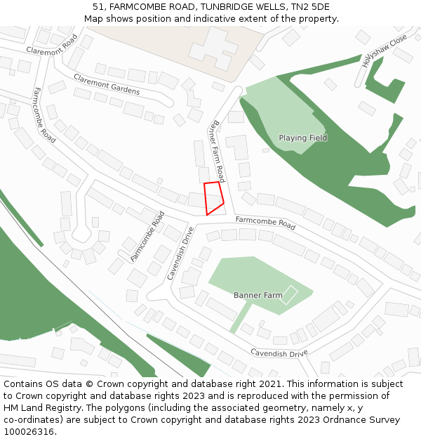51, FARMCOMBE ROAD, TUNBRIDGE WELLS, TN2 5DE: Location map and indicative extent of plot