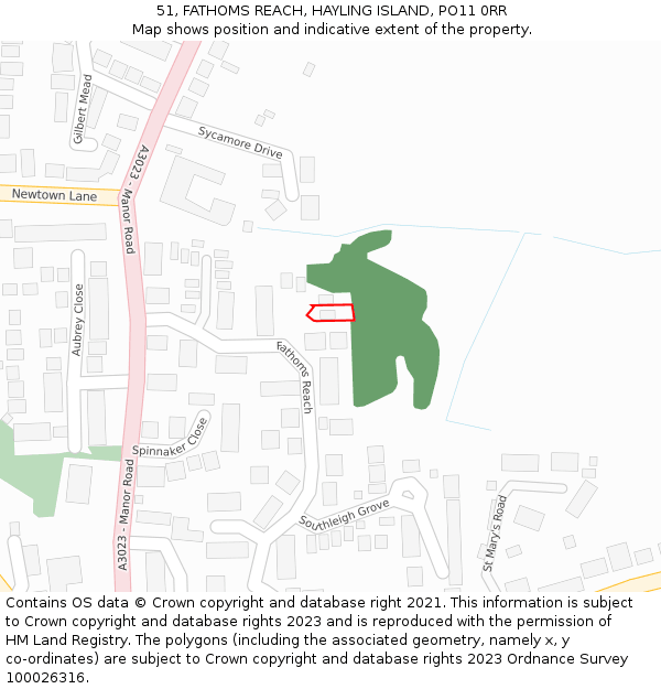 51, FATHOMS REACH, HAYLING ISLAND, PO11 0RR: Location map and indicative extent of plot