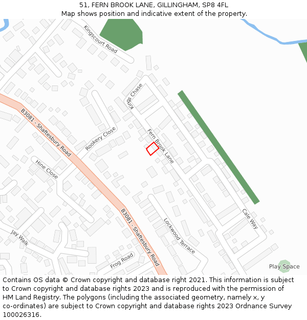 51, FERN BROOK LANE, GILLINGHAM, SP8 4FL: Location map and indicative extent of plot