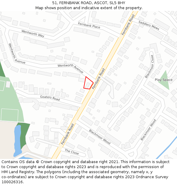 51, FERNBANK ROAD, ASCOT, SL5 8HY: Location map and indicative extent of plot