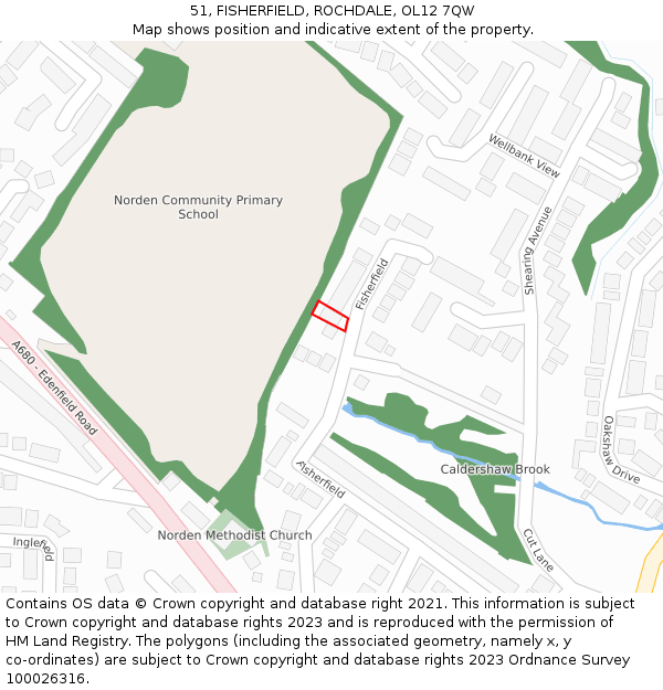 51, FISHERFIELD, ROCHDALE, OL12 7QW: Location map and indicative extent of plot