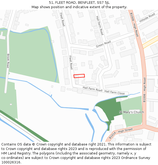 51, FLEET ROAD, BENFLEET, SS7 5JL: Location map and indicative extent of plot