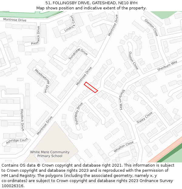 51, FOLLINGSBY DRIVE, GATESHEAD, NE10 8YH: Location map and indicative extent of plot