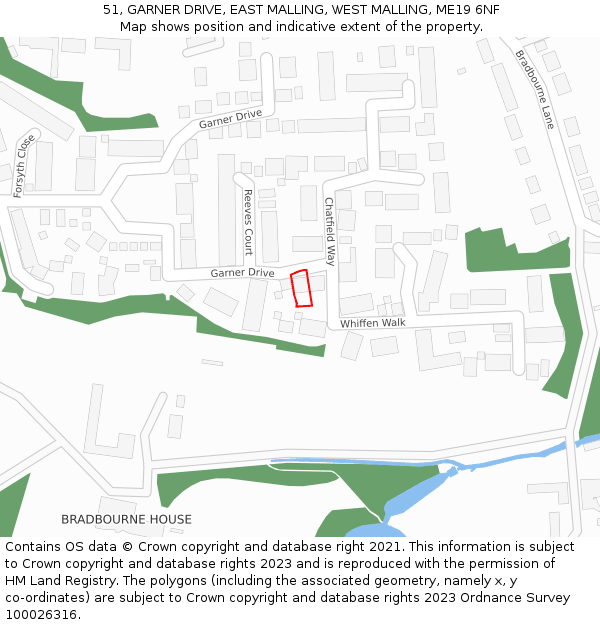 51, GARNER DRIVE, EAST MALLING, WEST MALLING, ME19 6NF: Location map and indicative extent of plot