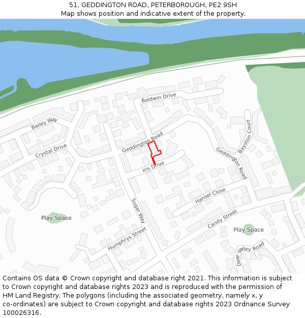 51, GEDDINGTON ROAD, PETERBOROUGH, PE2 9SH: Location map and indicative extent of plot