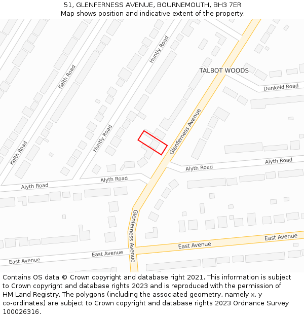 51, GLENFERNESS AVENUE, BOURNEMOUTH, BH3 7ER: Location map and indicative extent of plot