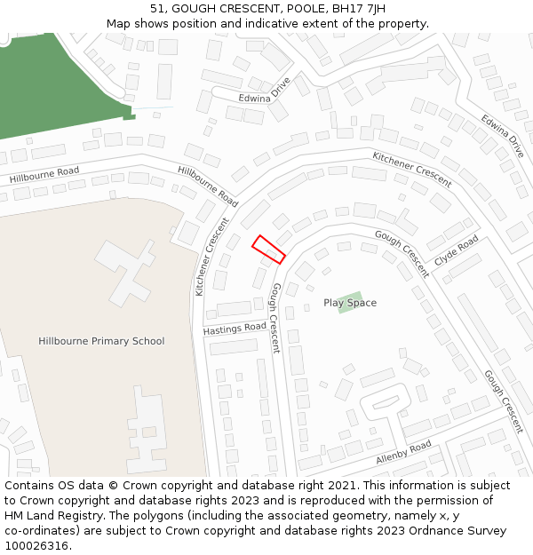 51, GOUGH CRESCENT, POOLE, BH17 7JH: Location map and indicative extent of plot